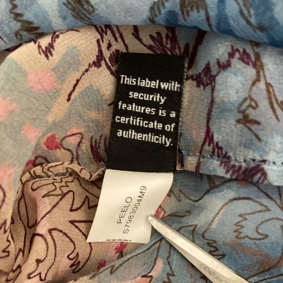 Diane Von Furstenberg Silk Peasant Blouse SIZE 4 Sheer Boho Art to Wear Peelo - Picture 9 of 12